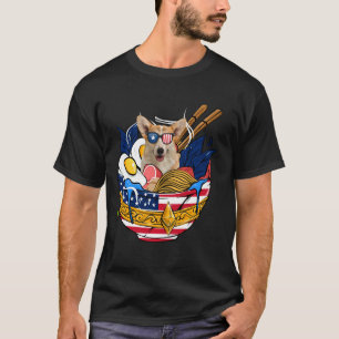 Corgi solglasögon i Ramen som amerikanska flaggan  T Shirt