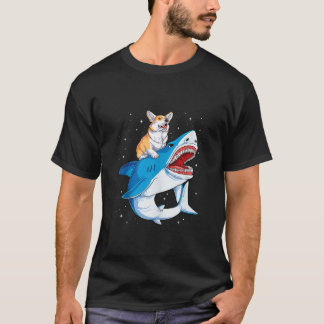 Corgi som rider på haj Jawsome presenter till hund T Shirt