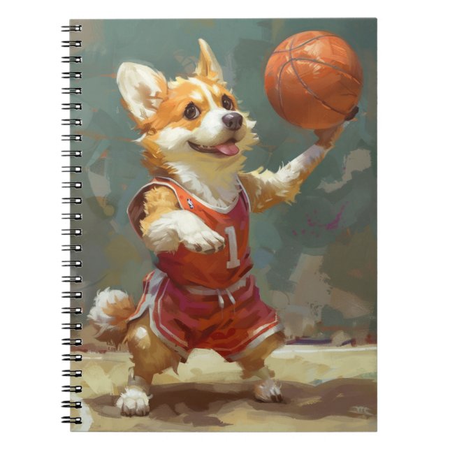Corgi som spelar basketboll anteckningsbok (Framsidan)