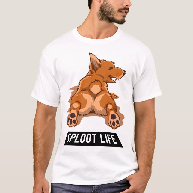 Corgi som sträcker Sploot liv Splooting T Shirt (Framsida)