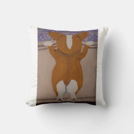 Corgi som tittar ut genom fönster T-Shirt Kudde