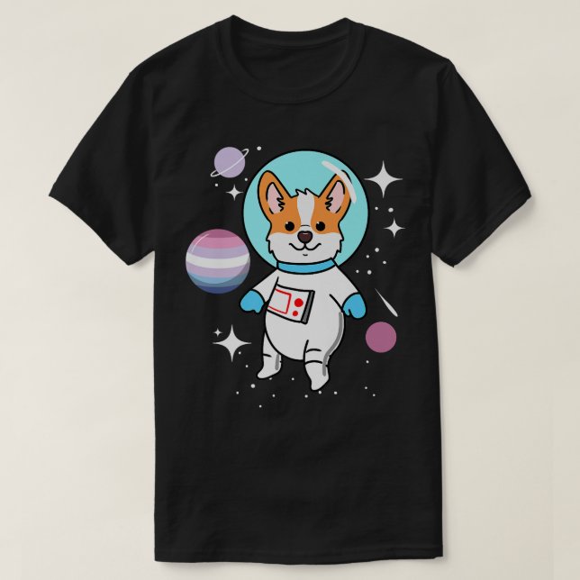 Corgi Space Bigender Pride-621 T Shirt (Design framsida)