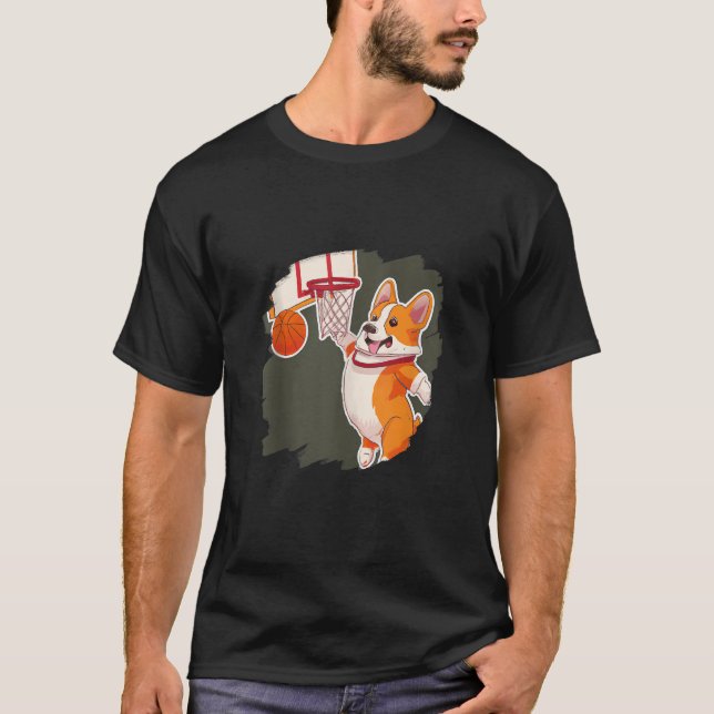Corgi spelar Rolig hund basketboll Tank T Shirt (Framsida)