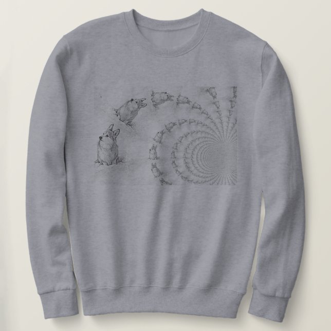 Corgi Spiral sweatshirt-manar Lång Ärmad Tröja (Design framsida)