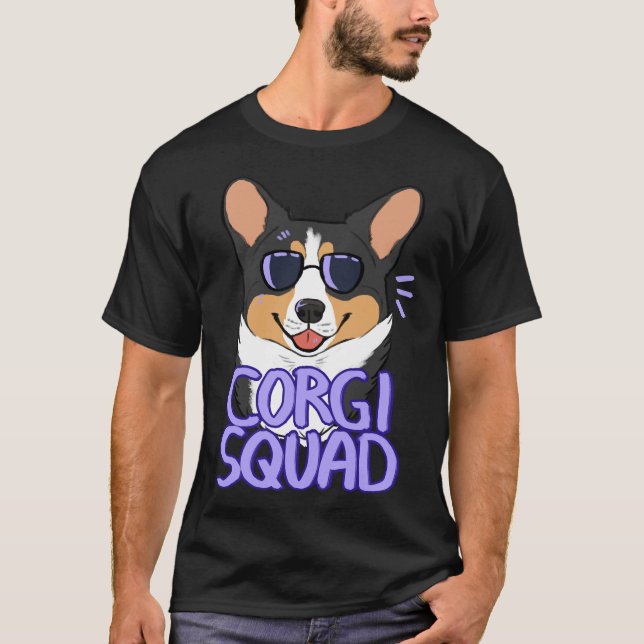 Corgi Squad Black Tricolor T Shirt (Framsida)