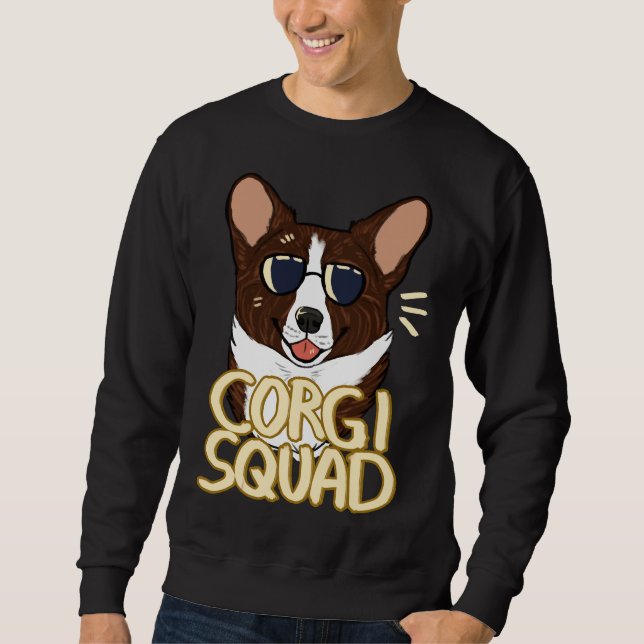 Corgi Squad Brindle Lång Ärmad Tröja (Framsida)