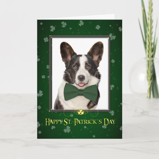 Corgi St. Patricks Day Card Kort (Framsida)