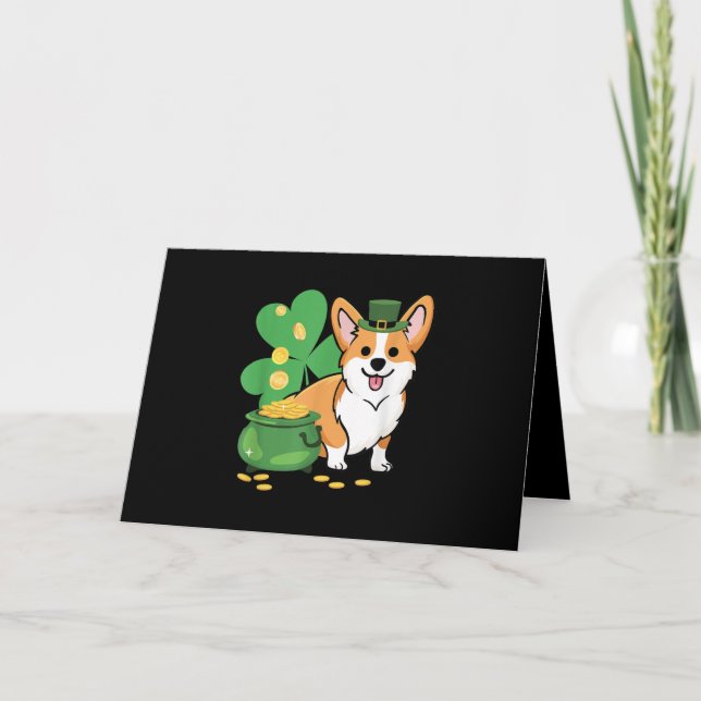 Corgi St Patricks Day Med Leprechaunhatt Kort (Framsida)
