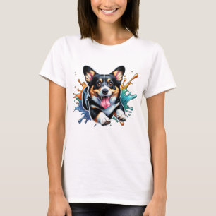 Corgi Stänk i Färg T Shirt