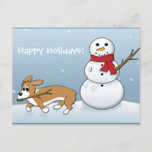 Corgi Stjäl Snömannens Arm Helg Vykort