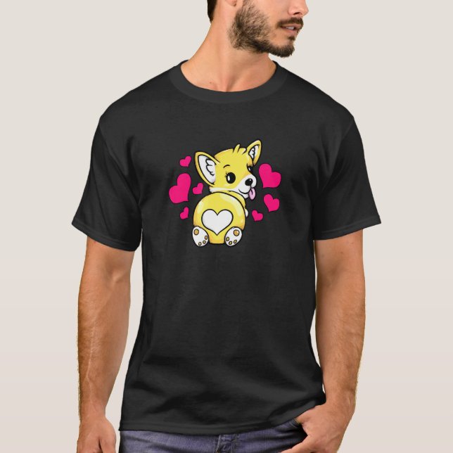 Corgi stjärt Corgi bakdel T Shirt (Framsida)