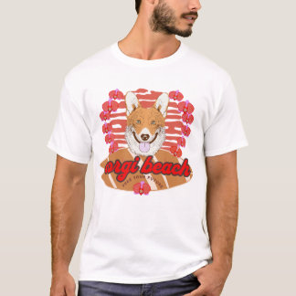 Corgi Strand färgglada orkidéer Retro Surfbräda T Shirt