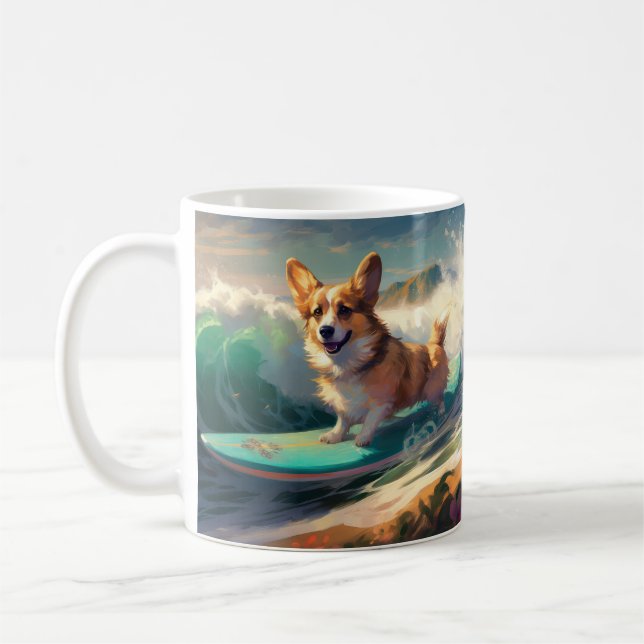 Corgi  Strand Surfing Målning Kaffemugg (Vänster)
