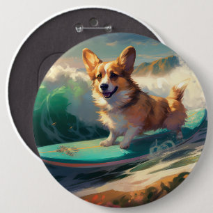 Corgi Strand Surfing Målning Knapp
