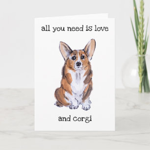 Corgi sumie akvarellmålning kort