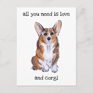 Corgi sumie vattenfärgsmålning vykort