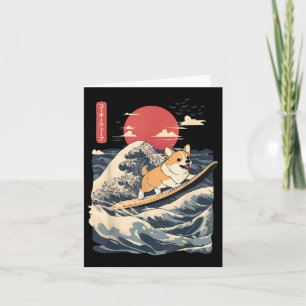 Corgi Surfing Japansk våg Kort