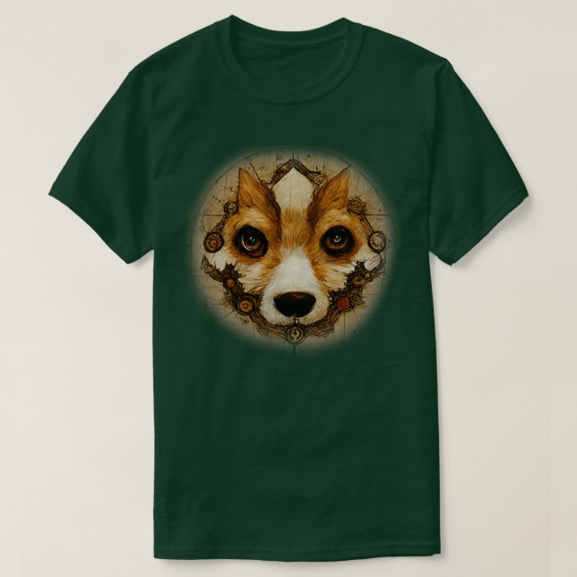 Corgi Surreal Steampunk Artwork Hund älskare 2 T Shirt (Design framsida)