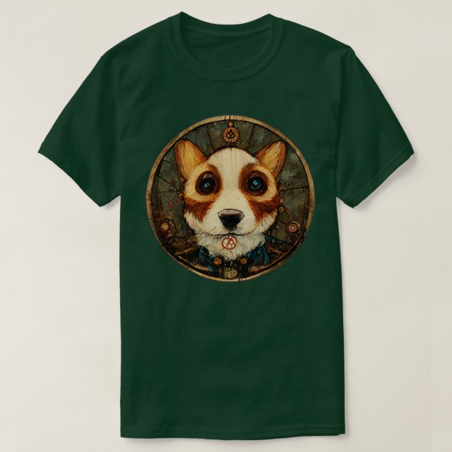 Corgi Surreal Steampunk Artwork Hund älskare T Shirt (Design framsida)