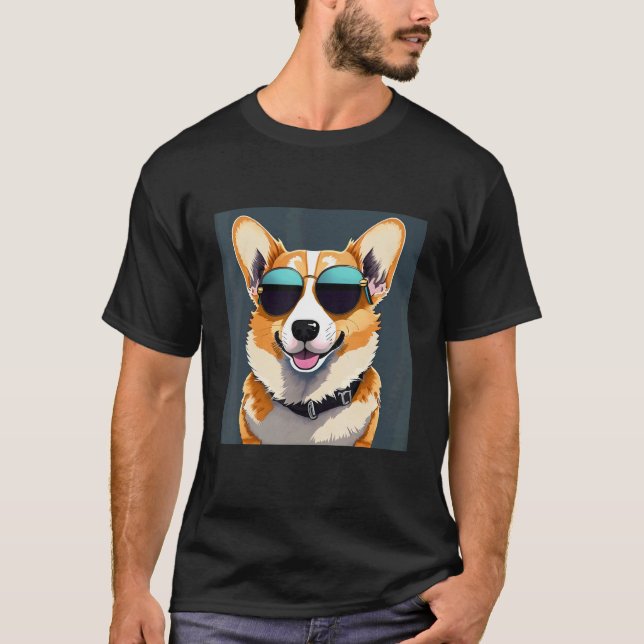 Corgi t-shirts Corgi hund som bär solglasögon (Framsida)