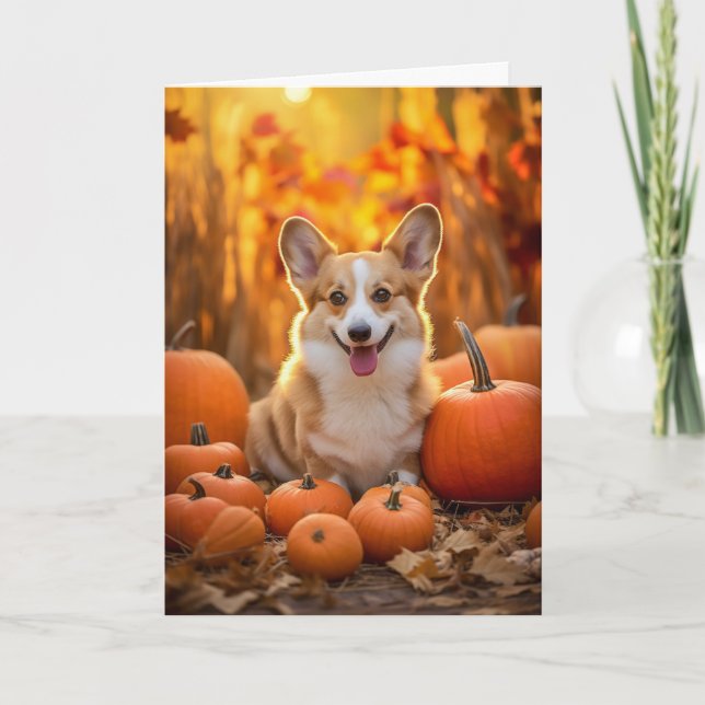 Corgi Thanksgiving Helgkort (Framsida)