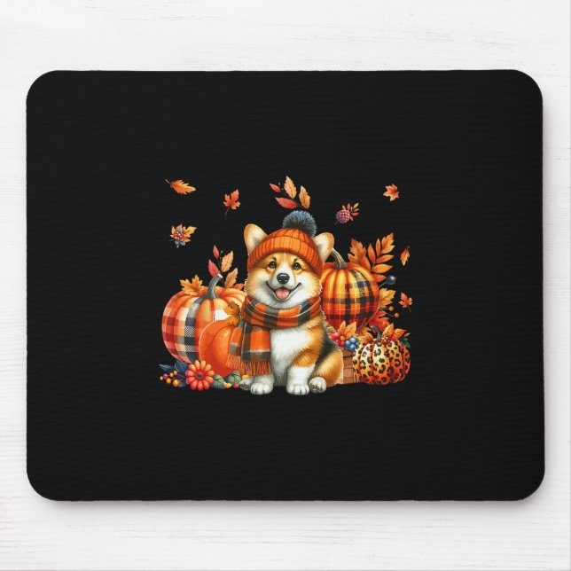 Corgi Thanksgiving Leopard Pumpakål Höst Löv Lo Musmatta (Framsidan)