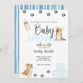Corgi Theme Baby Shower-inbjudan Inbjudningar
