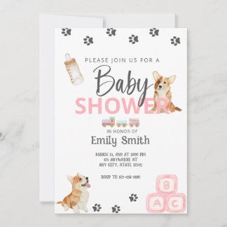 Corgi Theme Baby Shower-inbjudan Inbjudningar