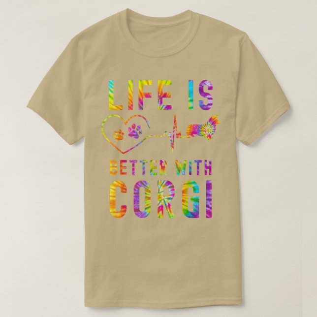 Corgi Tie Dye Heartslag Hippie Hund Costume T Shirt (Design framsida)