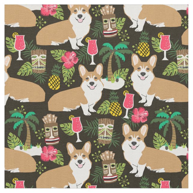 corgi tiki tropiska tyg (Närbild)