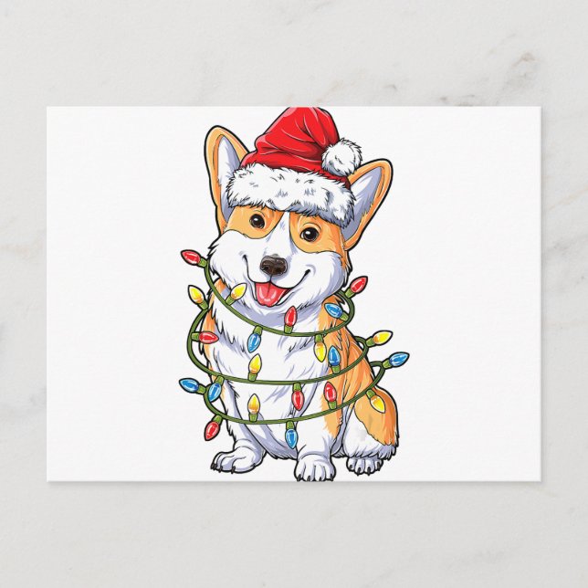 Corgi Tomte Julgran Ljussättning Julpresenter Pojk Meddelande Vykort (Framsida)
