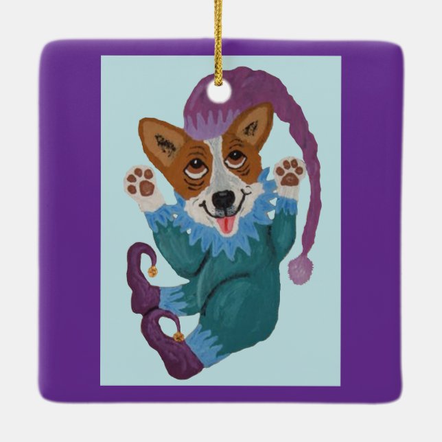 Corgi tomte julgransprydnad keramik (Baksida)