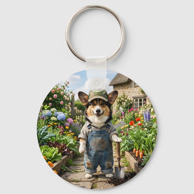 Corgi-trädgårdsmästare Nyckelring (Framsida)