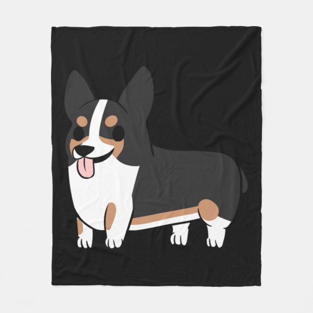 Corgi tricolore fleecefilt (Framsidan)