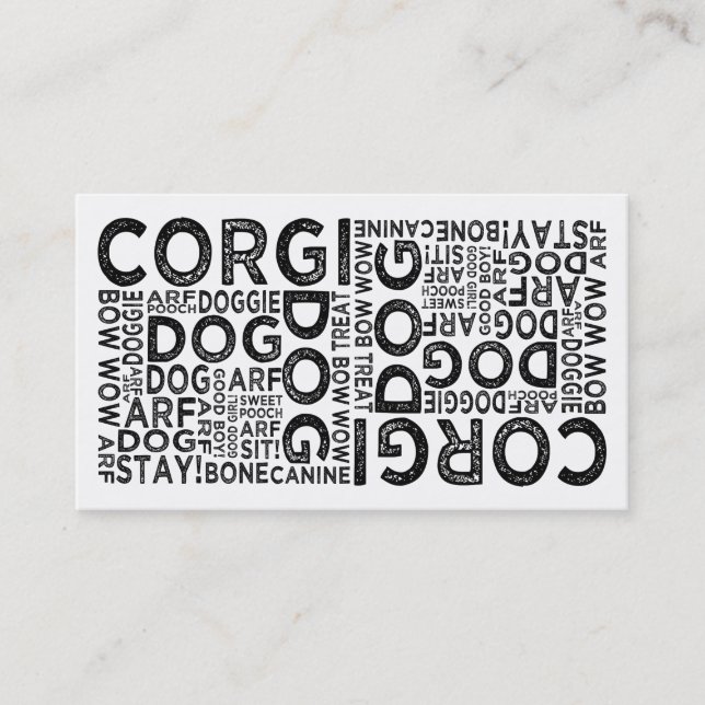 Corgi Typography Visitkort (Framsida)