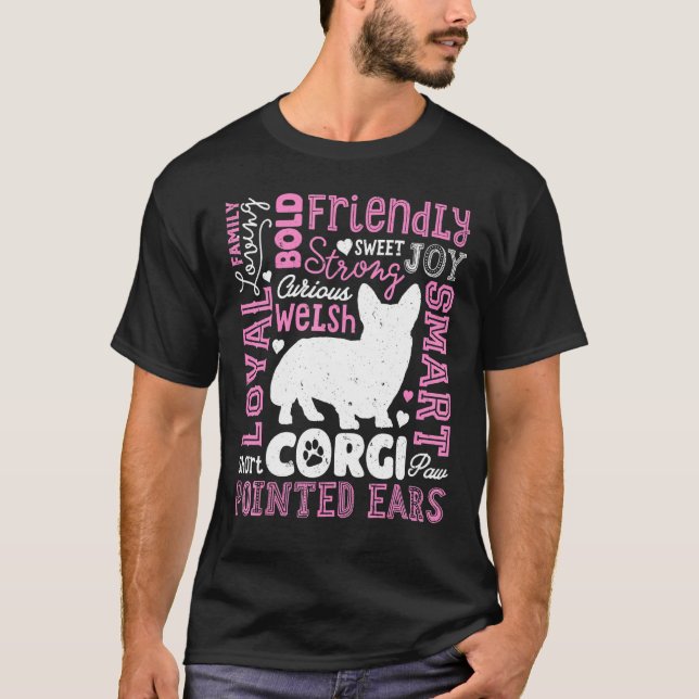Corgi Typography Word Art Dog Tee (Framsida)