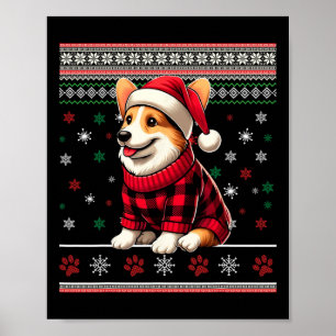 Corgi Ugly Funny jul Santa Hat Buffalo Play Poster