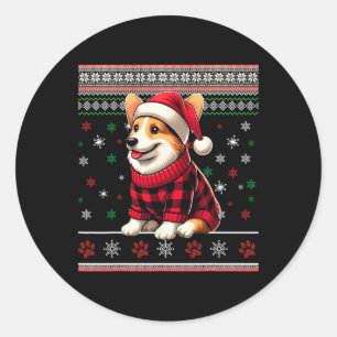 Corgi Ugly Funny jul Santa Hat Buffalo Play Runt Klistermärke