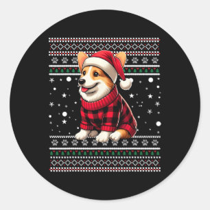 Corgi Ugly Funny Santa Hat Buffalo Play jul Runt Klistermärke