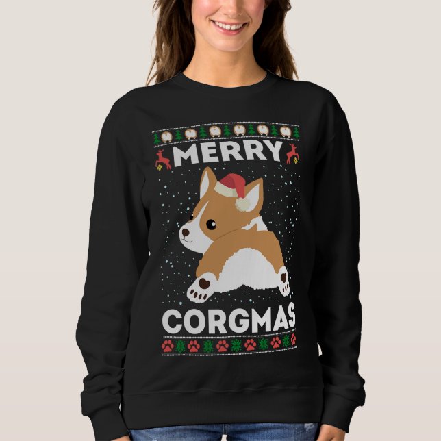 Corgi Ugly jul Sweater Stil Merry Corgmas S T Shirt (Framsida)