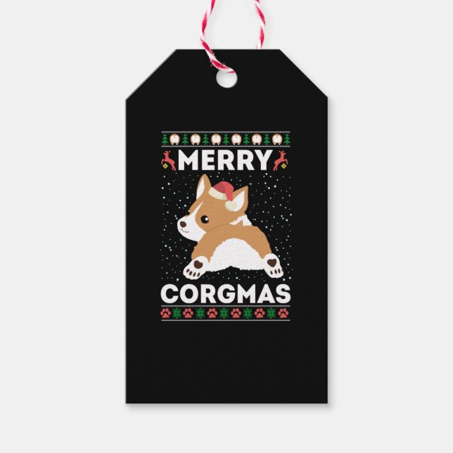 Corgi Ugly pull Corgmas Santa Corgi Presentetikett (Framsidan)
