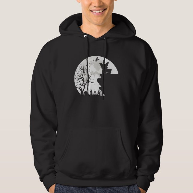 Corgi Under Moon Halloween Dog Hoodie (Framsida)