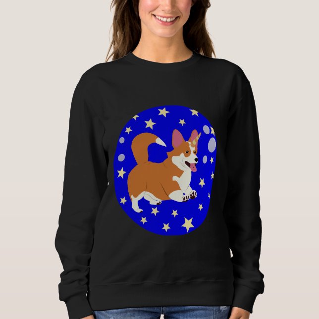 Corgi Unicorn Bubbles and Stars Active T Shirt (Framsida)