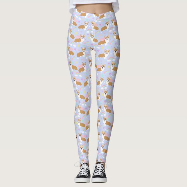Corgi Unicorn Pastel Leggings (Framsida)