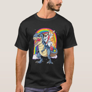 Corgi Unicorn Riding Dinosaur T Rex Manar Women Ra Shirt