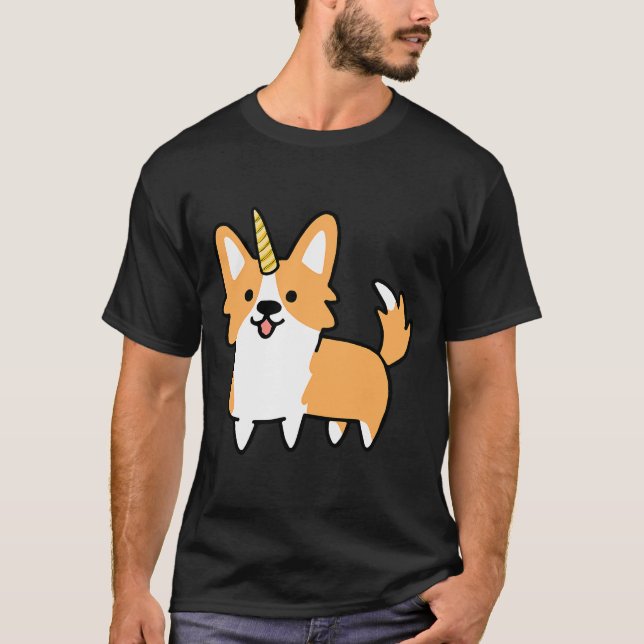 Corgi Unicorn T Shirt (Framsida)