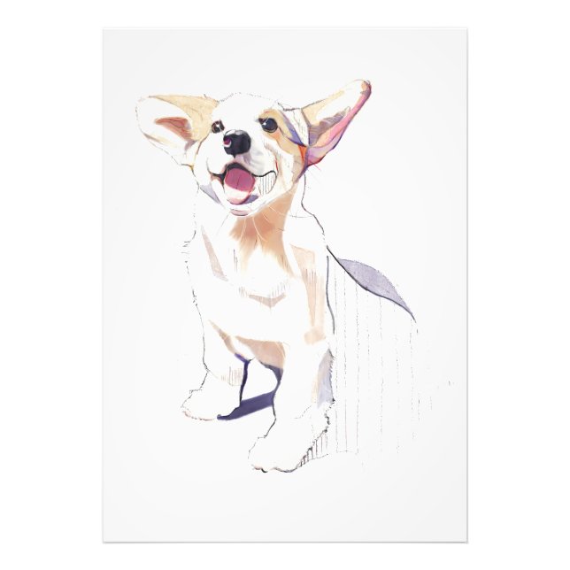 Corgi väggkonstaffisch – Pembroke Welsh Corgi kons Fototryck (Framsidan)