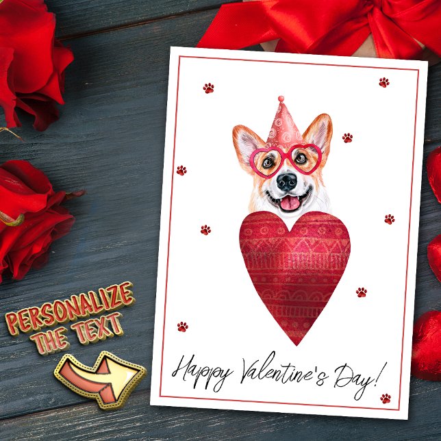 Corgi Valentine Day Gift Hund Julkort (Skapare uppladdad)