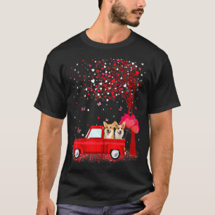Corgi Valentine Day Hundar Red Lastbil Hearts T Shirt