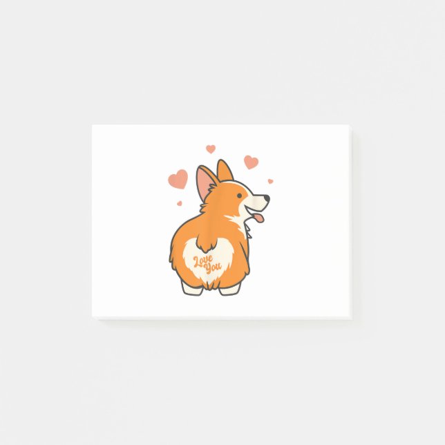 Corgi Valentines day Gift Hund älskare Heart Post-it Block (Framsida)